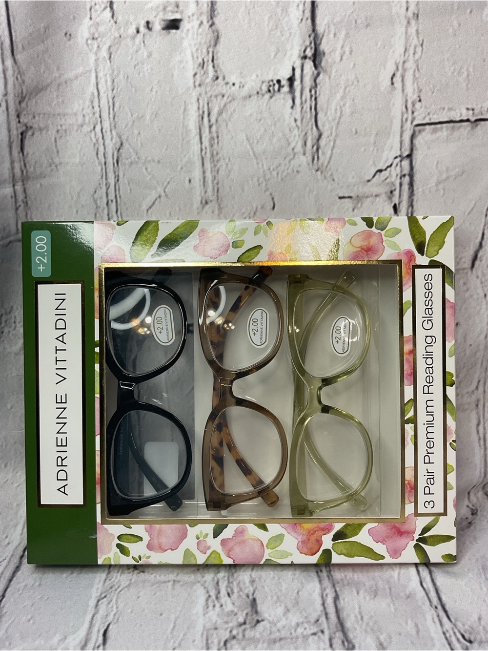 Adrienne Vittadini Three-Pack Reading Glasses — Black, Tortoise, Moss - Picture 4 of 4